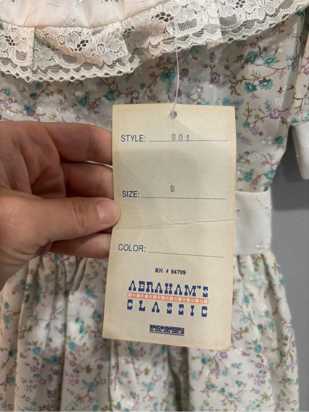 NEW! Abraham’s Classic Vintage Girl’s Size 8 Cottagecore white collar floral